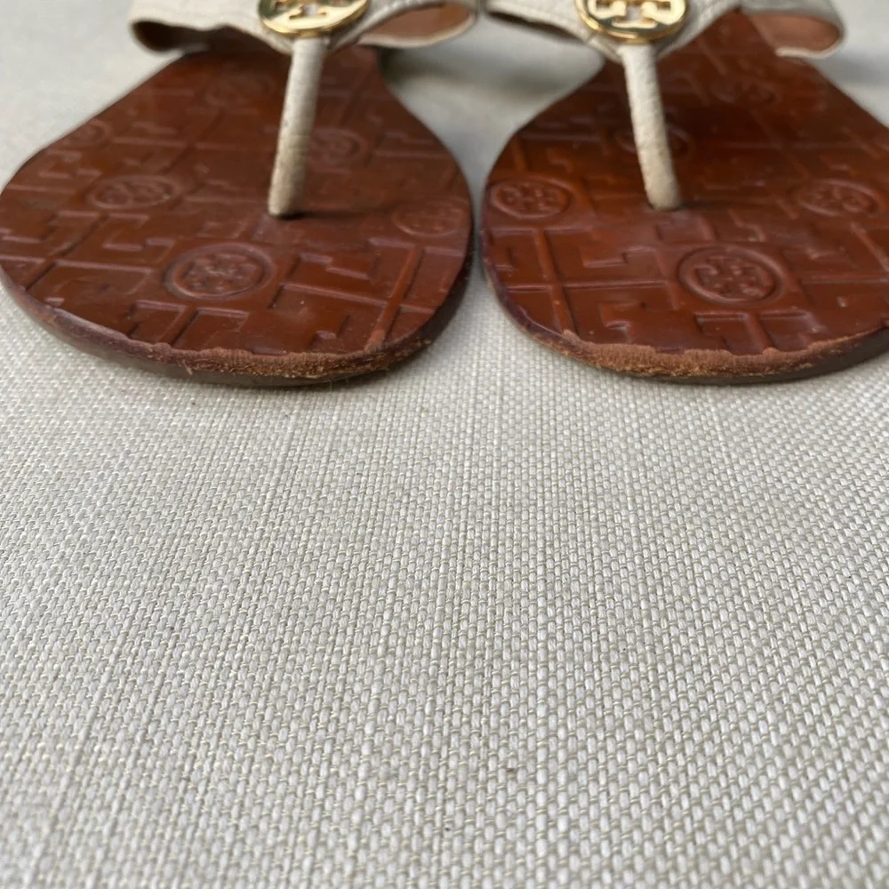 GUC Tory Burch Thora Flip Flop in White Leather - Picture 3 of 7